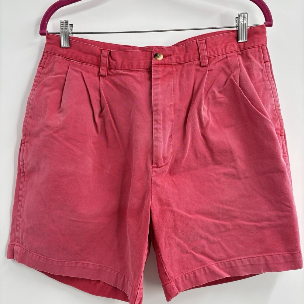 Vintage Nautica Shorts Mens 34 Double Pleated High Waisted Red Preppy Hong Kong